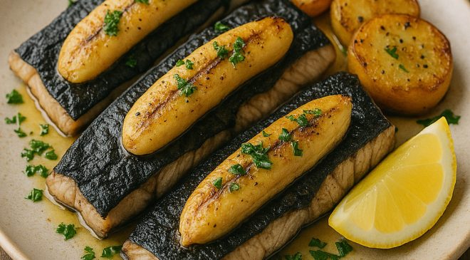 Black Scabbardfish with Banana in Traditional food Black Scabbardfish with Banana
